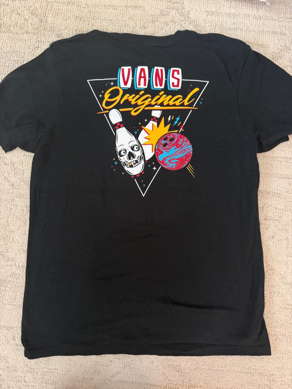 Vans Black Short Sleeve Tee with Small Multicolor Chest Logo